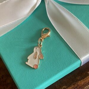 Gold and White Easter Bunny Charm 37